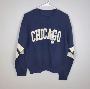New York Popular Chicago Crewneck Sweater in Navy Blue and Cream